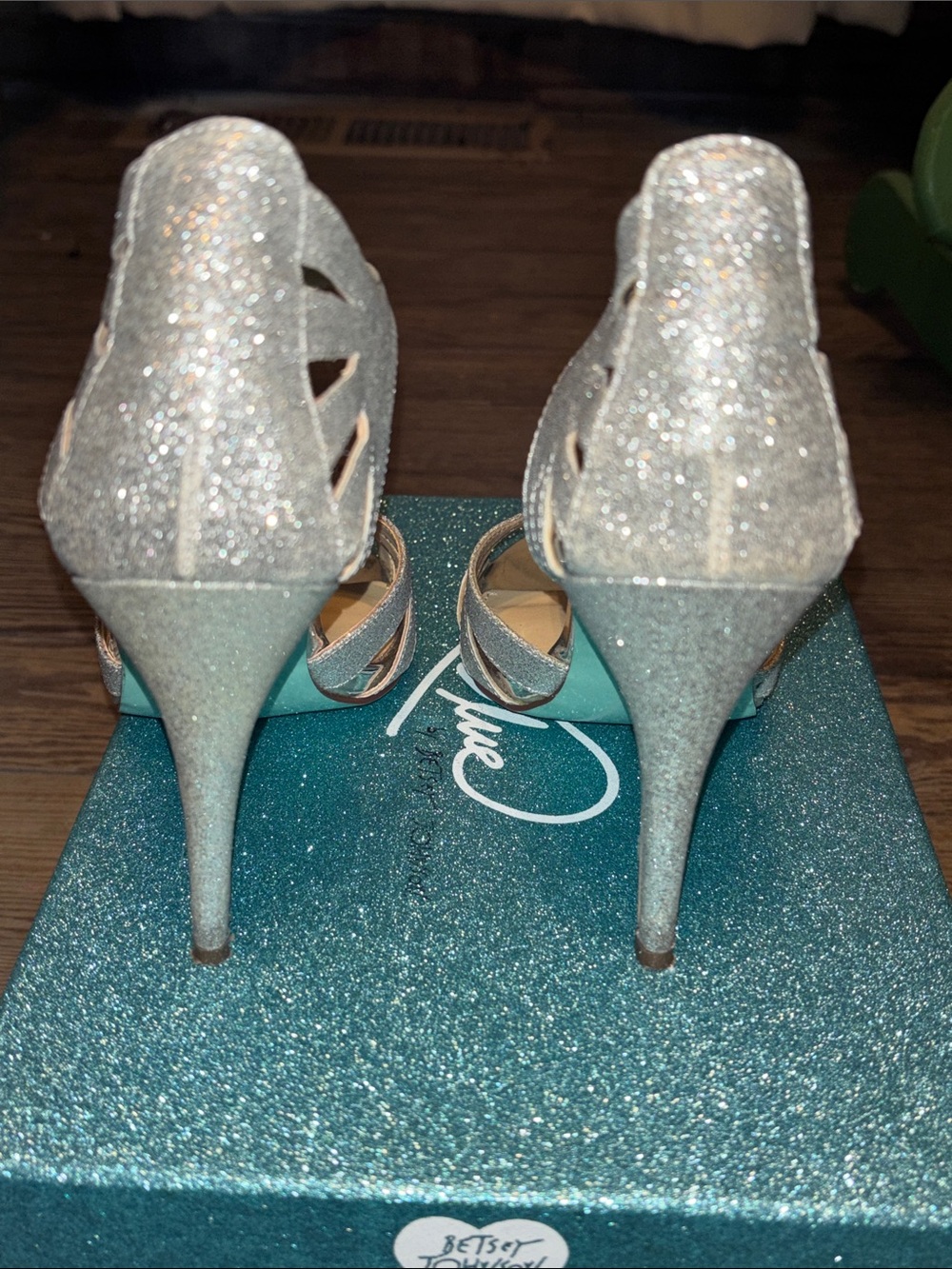 Betsey Johnson Sparkling Silver Strappy Open-Toe Heels - Picture 4 of 4